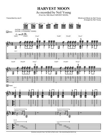 Complete Transcription To "Harvest Moon" (PDF) - Guitar Alliance
