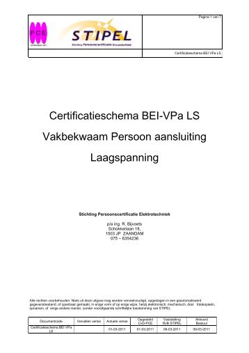 Certificatieschema BEI-VPa LS Vakbekwaam Persoon ... - Stipel