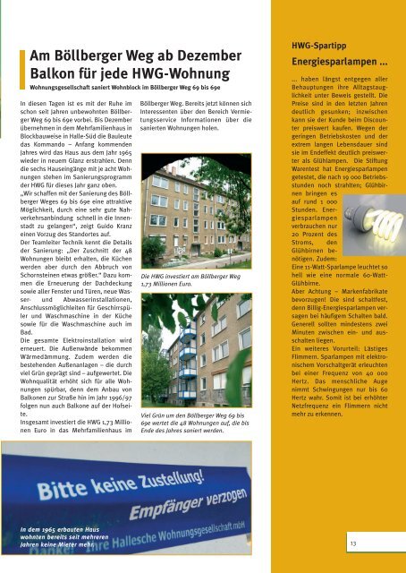 Mieterpost 02/2008 - HWG Hallesche Wohnungsgesellschaft mbH