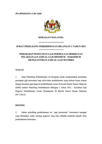SURAT PEKELILING PERKHIDMATAN BILANGAN 1 TAHUN 2012