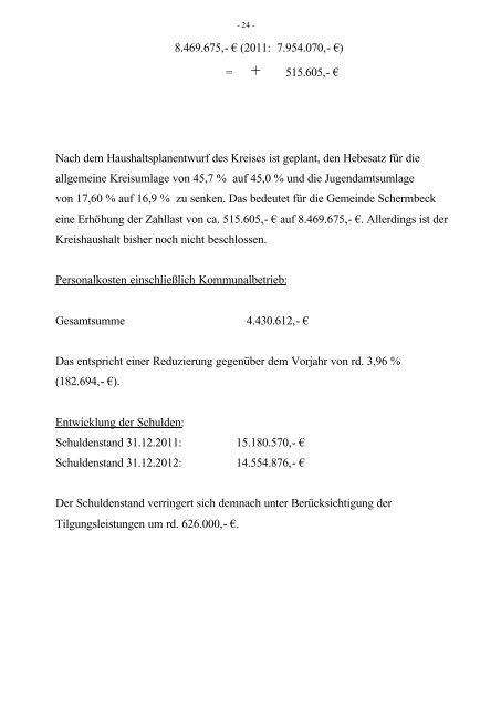 Niederschrift zur 10 - Gemeinde Schermbeck