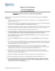 Student contract - College of Arts and Sciences