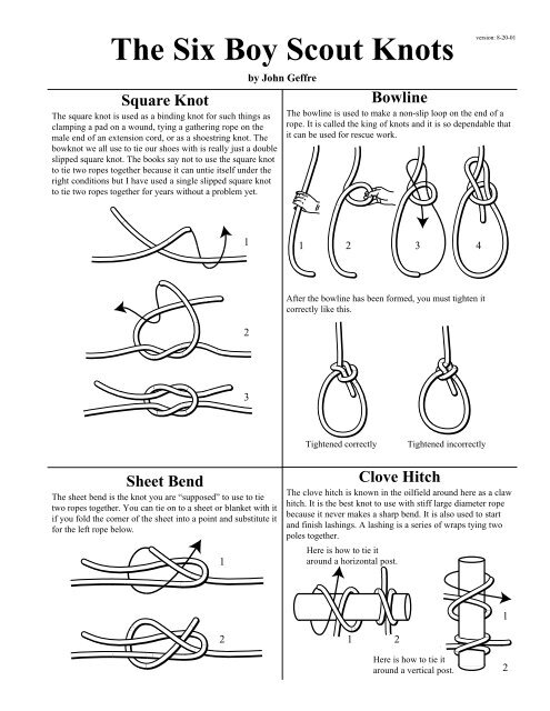 The Six Boy Scout Knots - MeritBadge.org