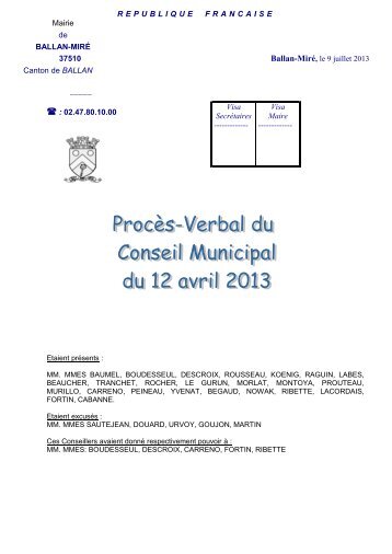 Conseil du 12 avril 2013 (pdf - 640,77 ko) - Ballan-MirÃ©