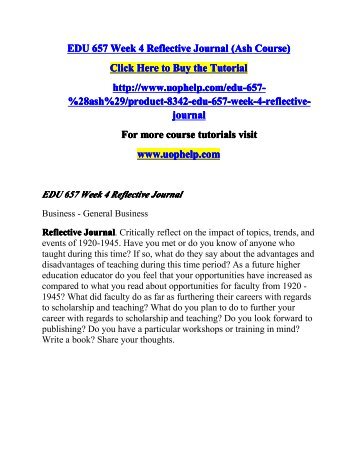 EDU 657 Week 4 Reflective Journal (Ash Course)/UOPHELP