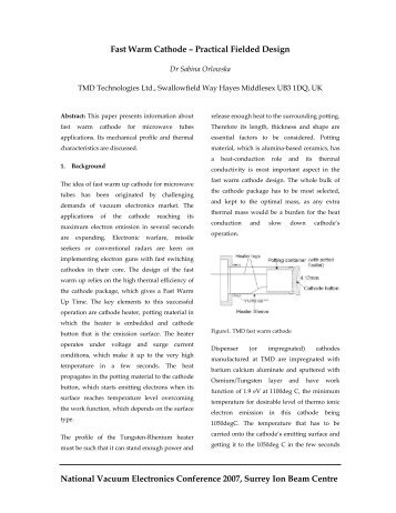 Fastwarm cathode design - TMD Technologies Limited