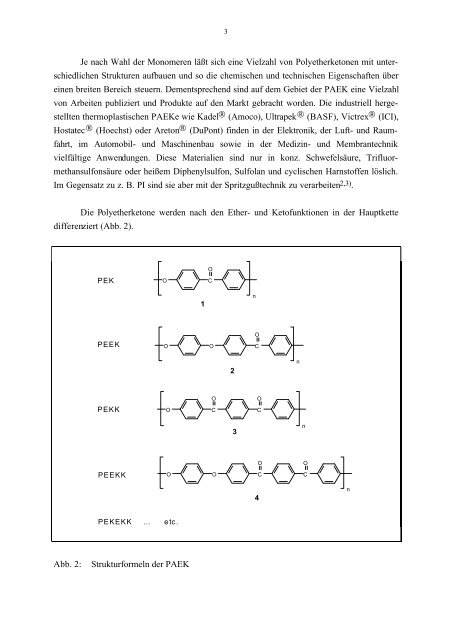 Aromatische Polyetherketone mit funktionellen Seitenketten ...