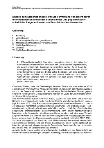 Exposé zum Dissertationsprojekt - Germanistisches Institut MLU Halle