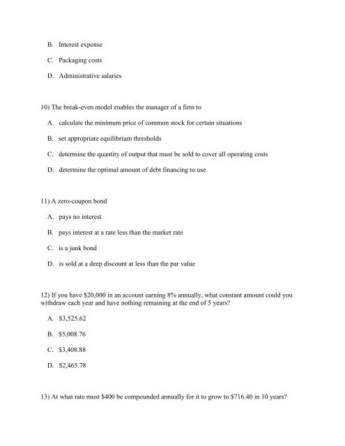 FIN 370 FINAL Exam 100% Correct Answer UOP Students