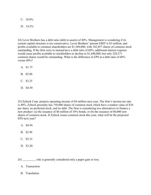 FIN 370 FINAL Exam 100% Correct Answer UOP Students