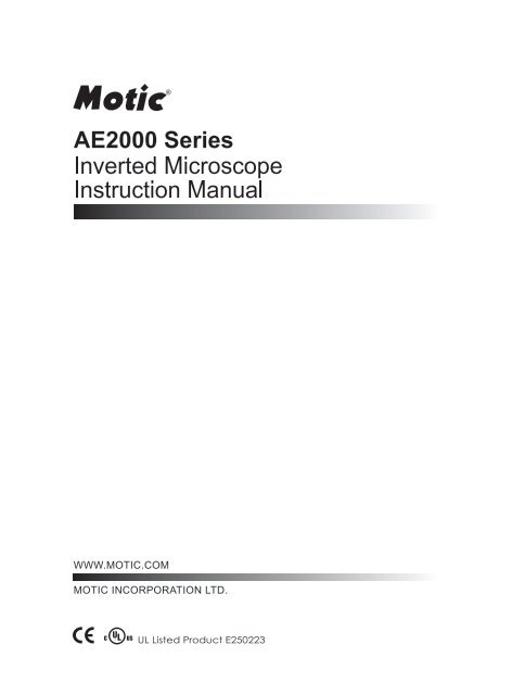 Motic AE2000 Inverted Microscope Manual - Meyer Instruments, Inc.