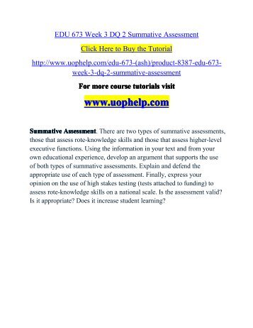 EDU 673 Week 3 DQ 2 Summative Assessment.pdf