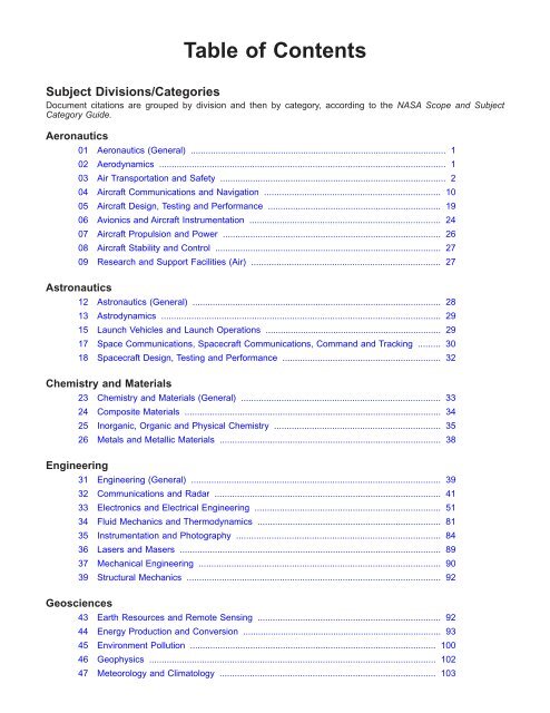 NASA Scientific and Technical Aerospace Reports