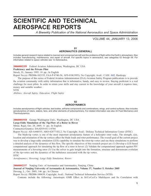 NASA Scientific and Technical Aerospace Reports
