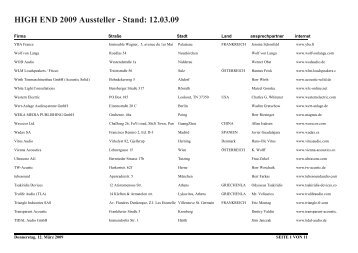 HIGH END 2009 Aussteller - Stand: 12.03.09 - LifePR.de