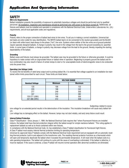 triadÂ® electronic ballasts - Conserve-A-Watt Lighting, Inc