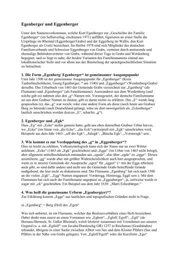 Egenberger und Eggenberger - Familienverein Eggenberger