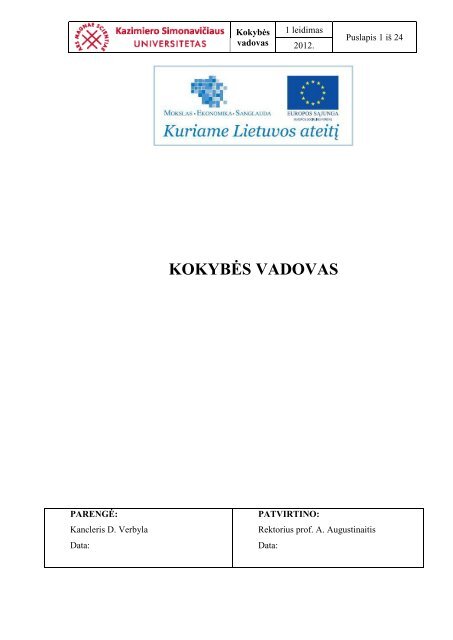 KOKYBÄS VADOVAS - Kazimiero SimonaviÄiaus universitetas