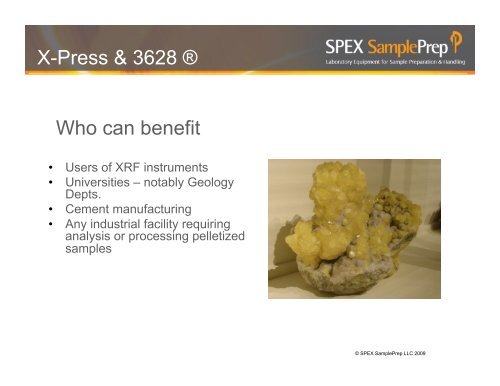 Pellet Presses and XRF accessories - SPEX SamplePrep