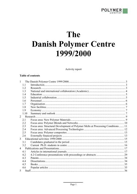 The Danish Polymer Centre 1999/2000 - DPC