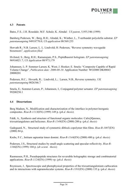 The Danish Polymer Centre 1999/2000 - DPC