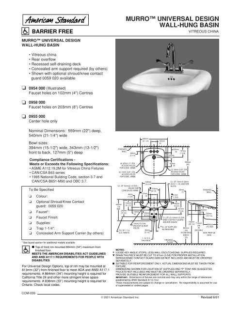 murroâ¢ universal design wall-hung basin - Wolseley Express