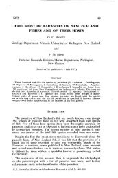 checklist of parasites of new zealand fishes and of their hosts