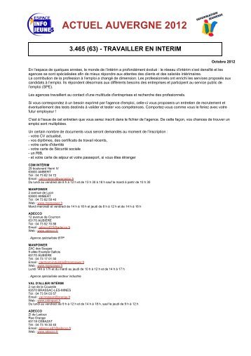 Puy-de-DÃ´me - Le portail de l'information jeunesse en Auvergne