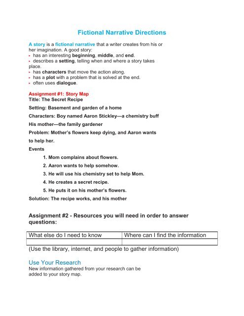 Fictional Narrative Directions Fictional Narrative Directions
