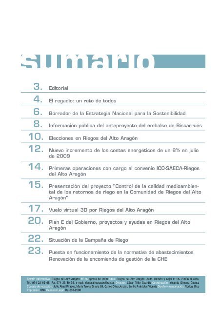 BoletÃ­n Informativo nÂº 26 (Julio de 2009) - Riegos del Alto AragÃ³n