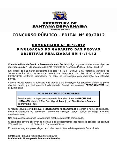 PROGUARU Resultado da Prova Objetiva do Concurso 01/2011 A