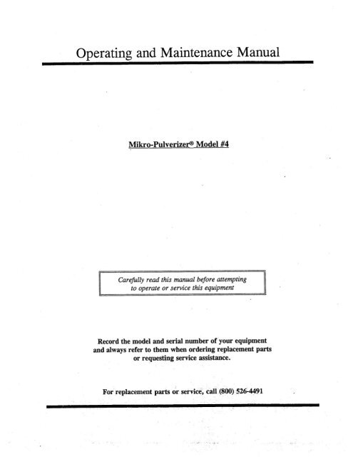 Operating and Maintenance Manual - Hosokawa Micron Powder ...