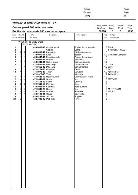 Spare Parts Catalogue Catalogue de pièces de ... - Laundry Nation