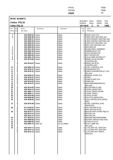 Spare Parts Catalogue Catalogue de pièces de ... - Laundry Nation