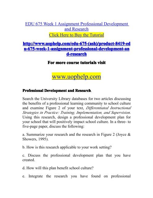 EDU 675 Week 1 Assignment Professional Development and Research.pdf