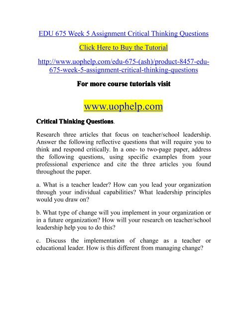EDU 675 Week 5 Assignment Critical Thinking Questions.pdf