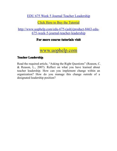 EDU 675 Week 5 Journal Teacher Leadership.pdf