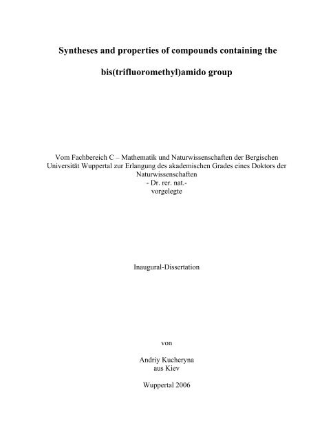 Syntheses And Properties Of Compounds Containing The Bis