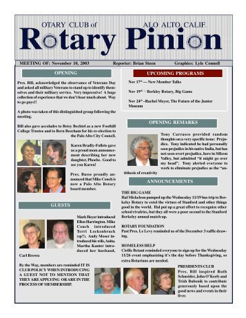 E-Pinion -- November 10, 2003 - Palo Alto Rotary