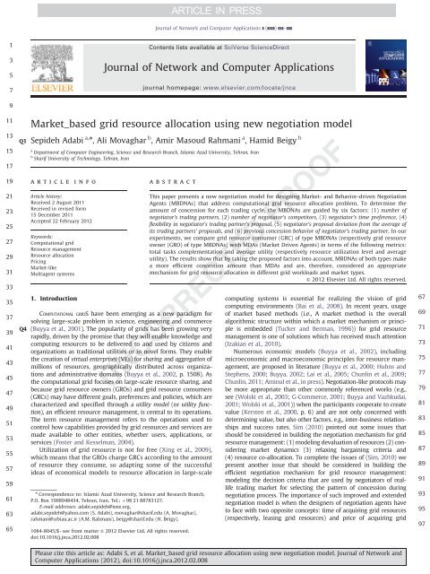 Market_based grid resource allocation using new negotiation model