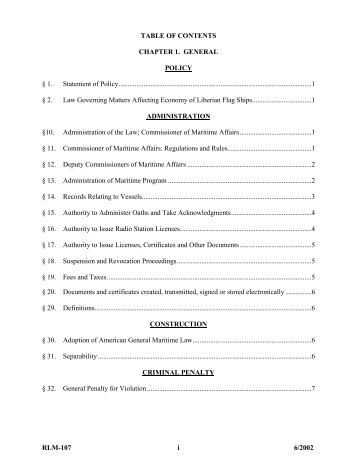 Liberia Maritime Law (Title 21) - Ship Registration etc - Lowtax.net