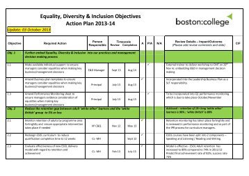 Equality Diversity Inclusion Action Plan - Update ... - Boston College