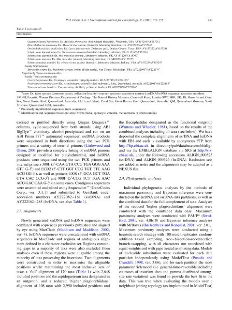 Phylogeny and classification of the Digenea (Platyhelminthes ...