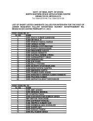 GOVT. OF INDIA, DEPT. OF SPACE NORTH EASTERN SPACE ...