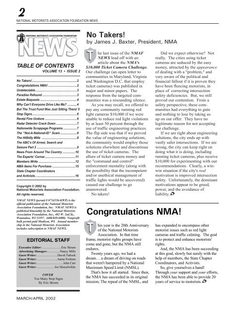 by James J. Baxter, President, NMA - National Motorists Association