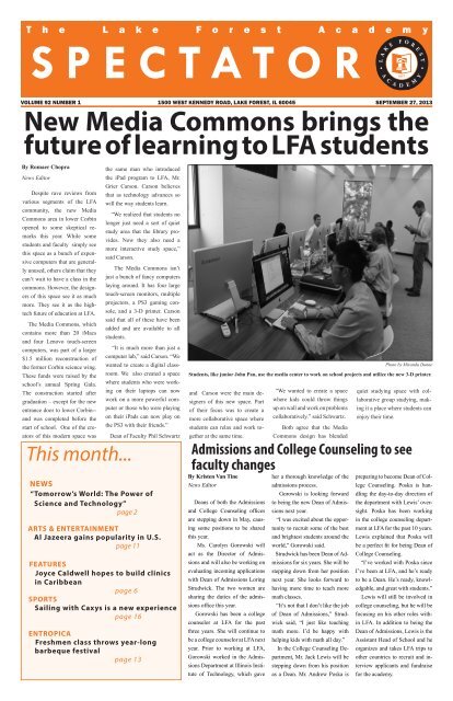 September 2013 Spectator - Lake Forest Academy