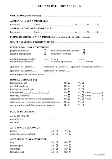 CHESTIONAR DATE PRIMARE CLIENT - Aquatim