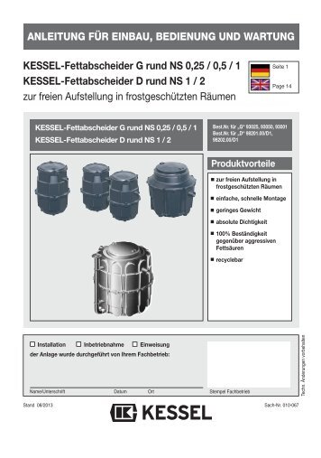 ANLEITUNG FÃR EINBAU, BEDIENUNG UND WARTUNG KESSEL ...