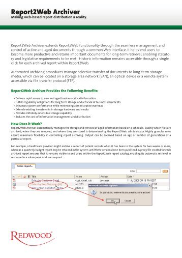 Report2Web Archiver - Redwood Software