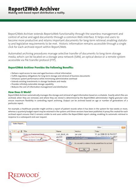 Report2web Login Report2Web Archiver - Redwood Software